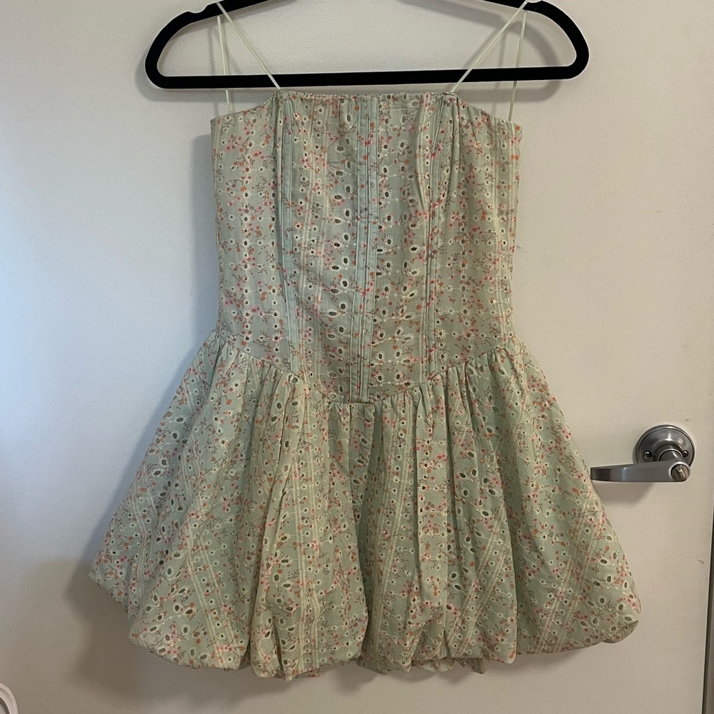 Green floral minidress from the vintage shop LA